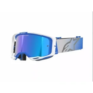 Maschera Alpinestars Vision 8 Corp Nero/Bianco | Lente Blu a Specchio