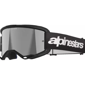 Maschera Mx Alpinestars Vision 3 Wordmark Nero | Lente Silver a Specchio