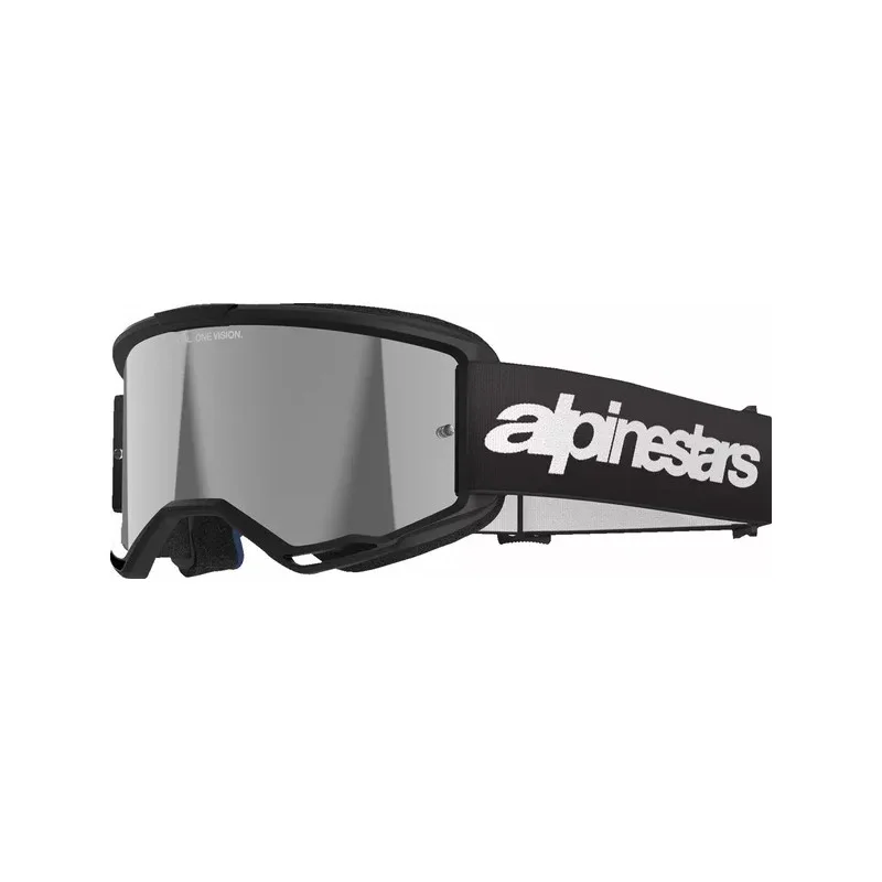 Masque Alpinestars Vision 3 Wordmark Noir | Lentille miroir argentée
