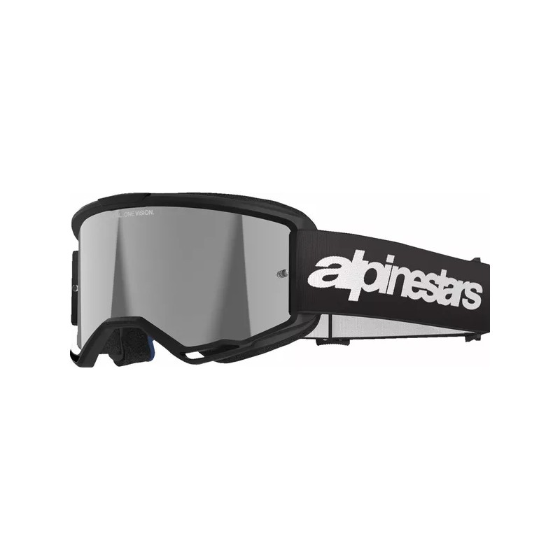 Masque Alpinestars Vision 3 Wordmark Noir | Lentille miroir argentée