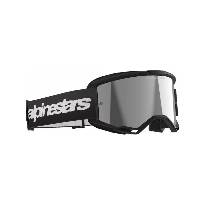 Masque Alpinestars Vision 3 Wordmark Noir | Lentille miroir argentée