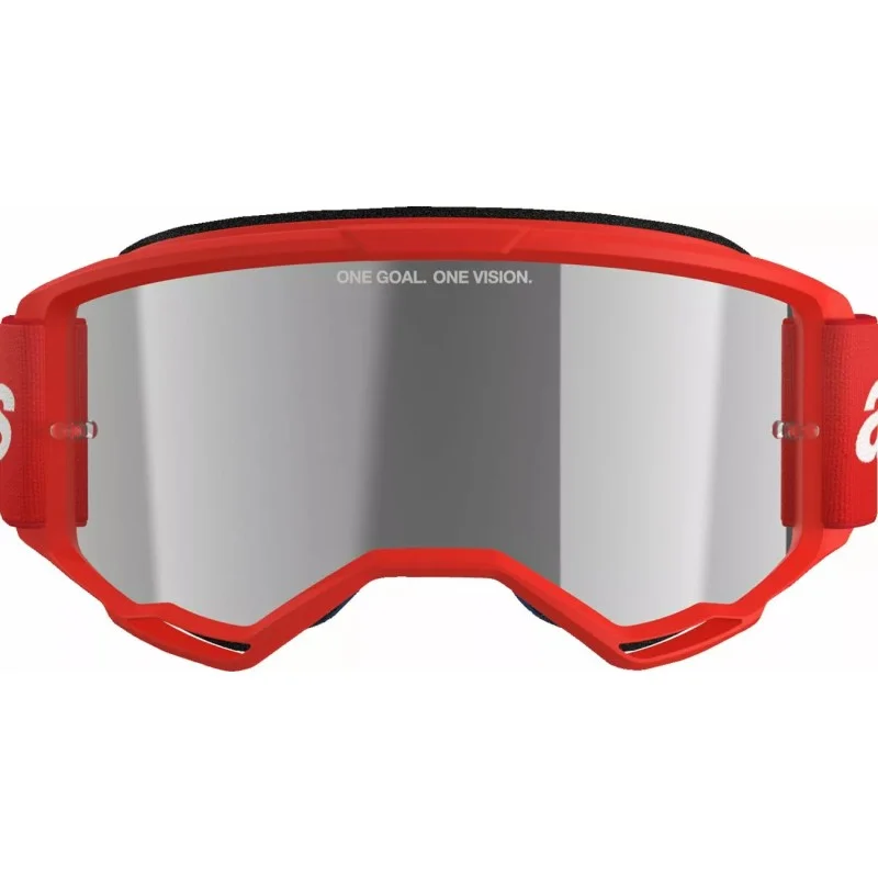 Maschera Mx Alpinestars Vision 3 Wordmark Rosso | Lente Silver a Specchio