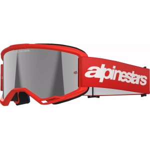 Alpinestars Vision 3 Wordmark MX-Brille Rot|Silberne Spiegellinse