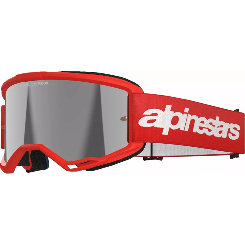 Masque Alpinestars Vision 3 Wordmark Rouge|Lentille miroir argentée