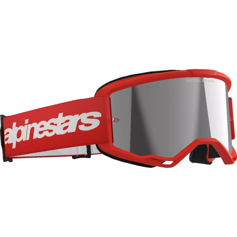 Masque Alpinestars Vision 3 Wordmark Rouge|Lentille miroir argentée