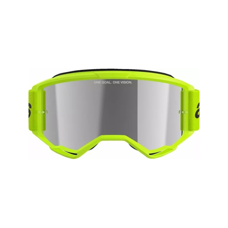 Maschera Mx Alpinestars Vision 3 Wordmark Giallo Fluo | Lente Silver a Specchio