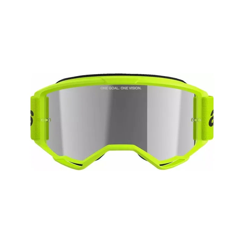 Maschera Mx Alpinestars Vision 3 Wordmark Giallo Fluo | Lente Silver a Specchio