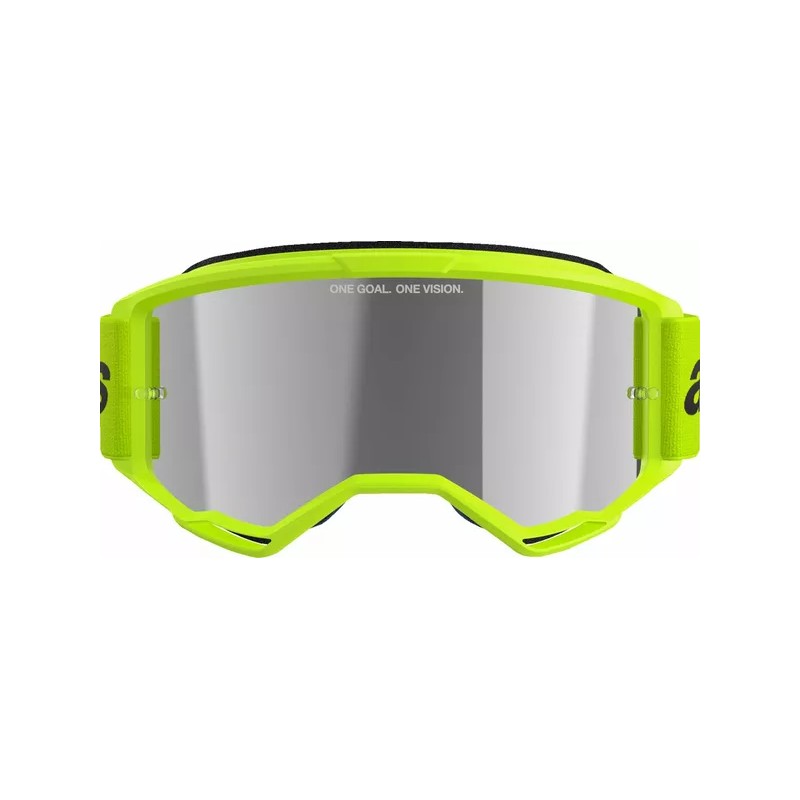Masque Mx Alpinestars Vision 3 Wordmark Jaune fluo|Lentille miroir argentée