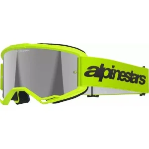 Masque Mx Alpinestars Vision 3 Wordmark Jaune fluo|Lentille miroir argentée