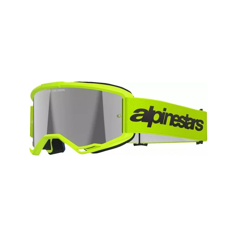 Mx Goggle Alpinestars Vision 3 Wordmark Yellow Fluo|Silver Mirror Lens