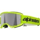 Mx Alpinestars Vision 3 Wordmark MX-Brille Fluo Gelb|Silberne Spiegellinse