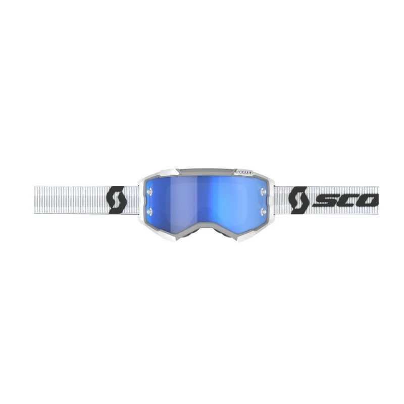 Masque Cross MX Scott Fury White | Lentille miroir Bleue