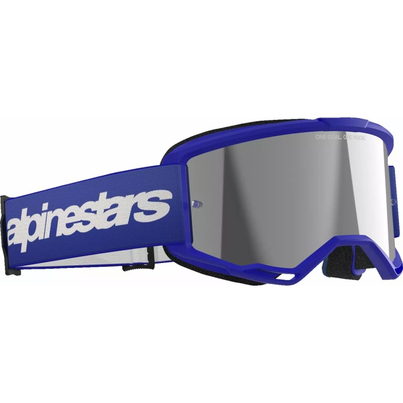 Masque Alpinestars Vision 3 Wordmark Bleu|Lentille miroir argentée