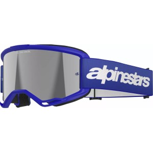 Maschera Mx Alpinestars Vision 3 Wordmark Blu | Lente Silver a Specchio