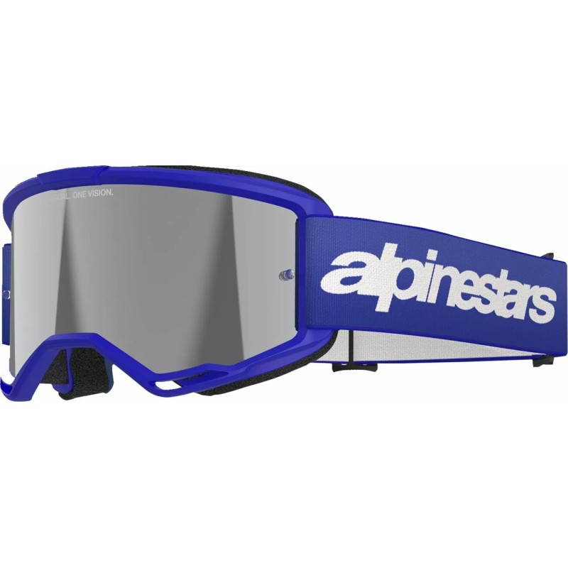 Masque Alpinestars Vision 3 Wordmark Bleu|Lentille miroir argentée