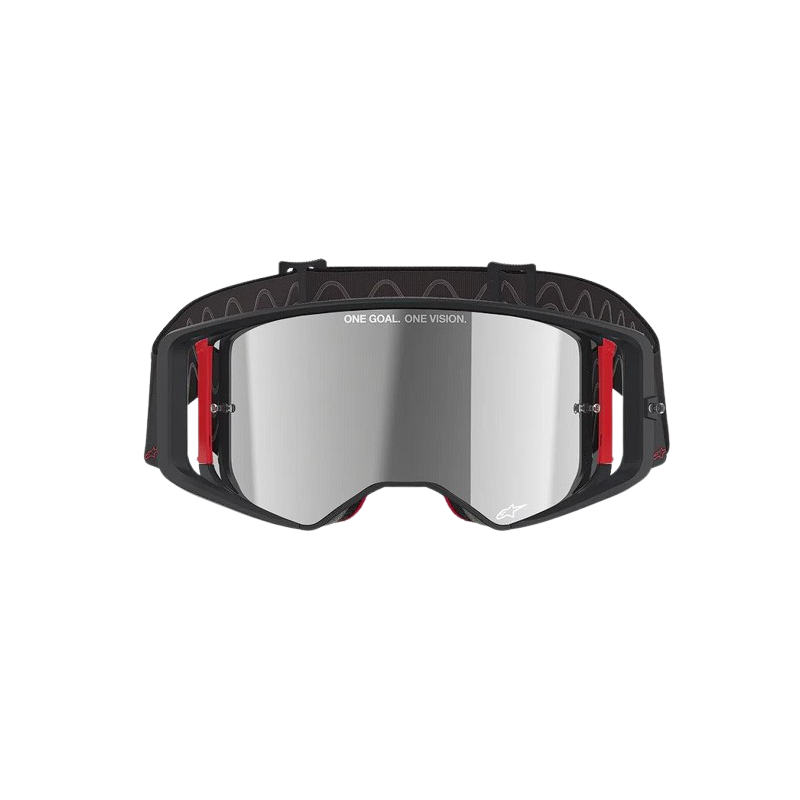 Motocross Masque Alpinestars Supertech Corp Noir Rouge Lentille miroir