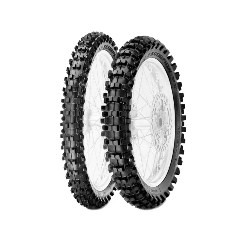 Pneus Pirelli MX32 MidSoft avant 80/100-21 + arrière 110/90-19