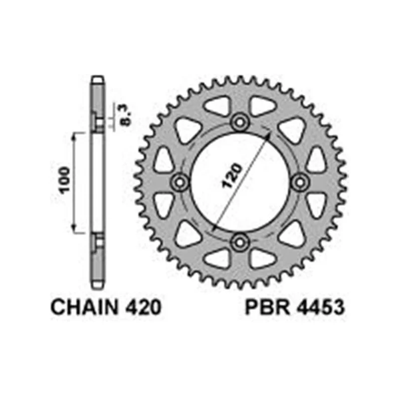 Rear Sproket PBR BETA RR 50 420 RED 4453 PBR Couronne