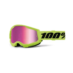Goggle 100% Strata 2 Youth Yellow with mirror Pink lens