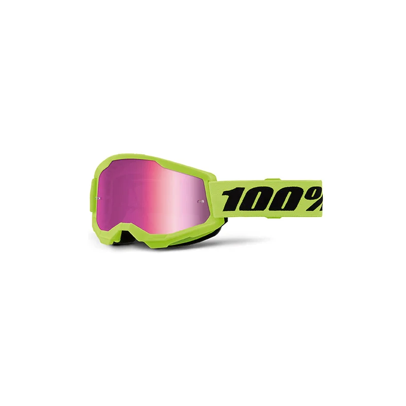 Masque 100% Strata 2 Youth Jaune avec verres miroir Pink