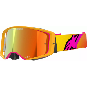 Maschera Motocross Alpinestars Supertech Corp Absolute Vision Yellow/Pink Lente a specchio
