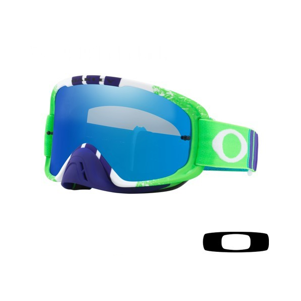 Goggle O2 MX Pinned Race Green-bluee with Ice Iridium Lens 7068-28 Oakley Masques cross