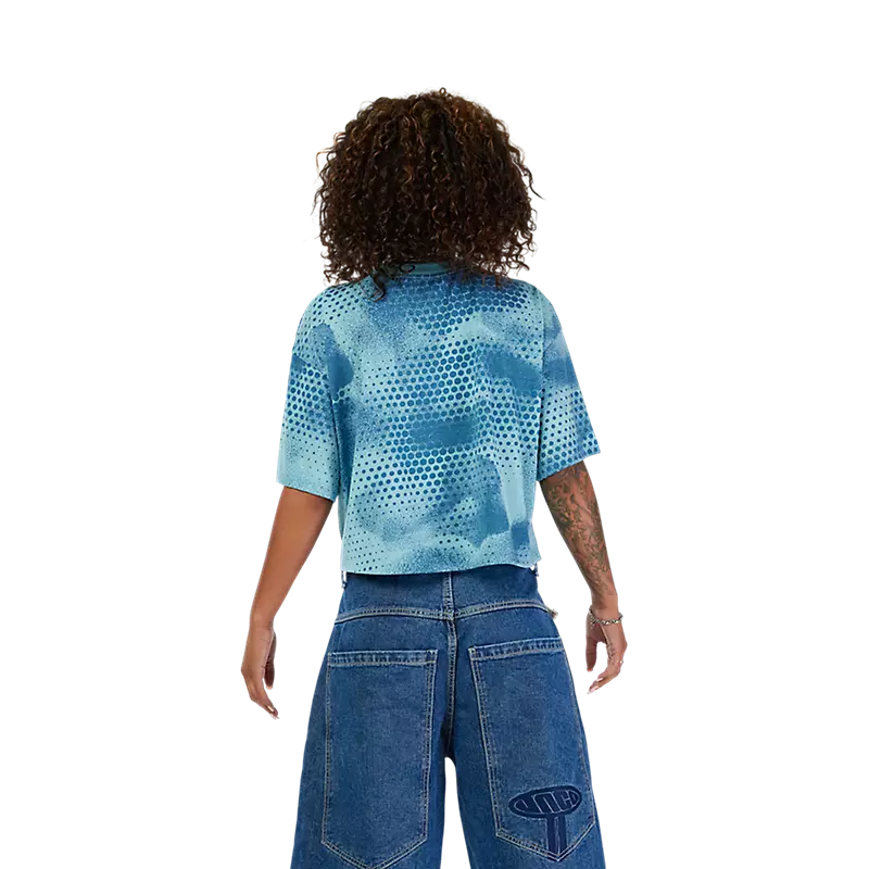 Fox Racing Womens AOP Oversized Crop Tech Tee Vintage Wash