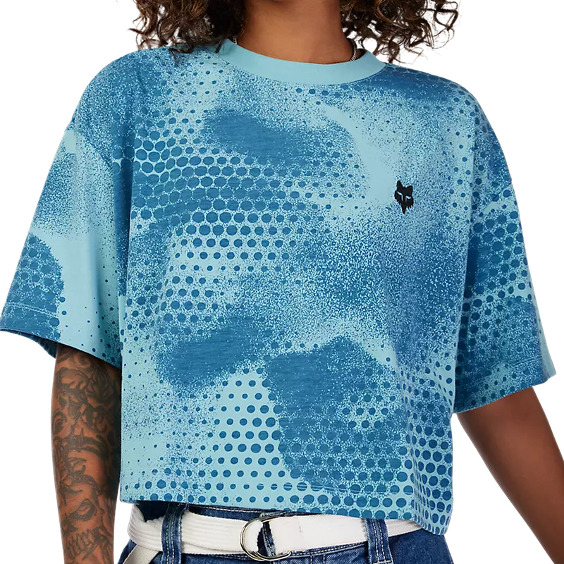 Fox Racing Womens AOP Oversized Crop Tech Tee Vintage Wash