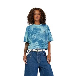 Fox Racing Womens AOP Oversized Crop Tech Tee Vintage Wash