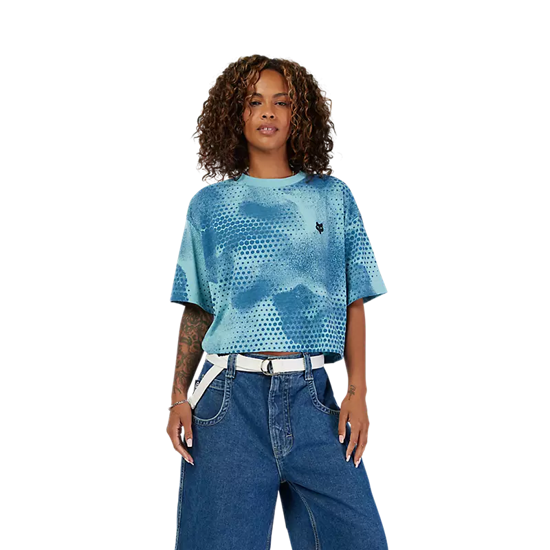 Fox Racing Womens AOP Oversized Crop Tech Tee Vintage Wash