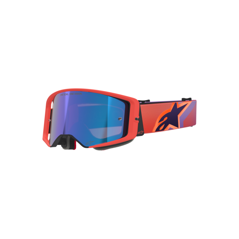 Maschera Motocross Alpinestars Supertech Vision Corp Hot Coral Purple Mirror Blue