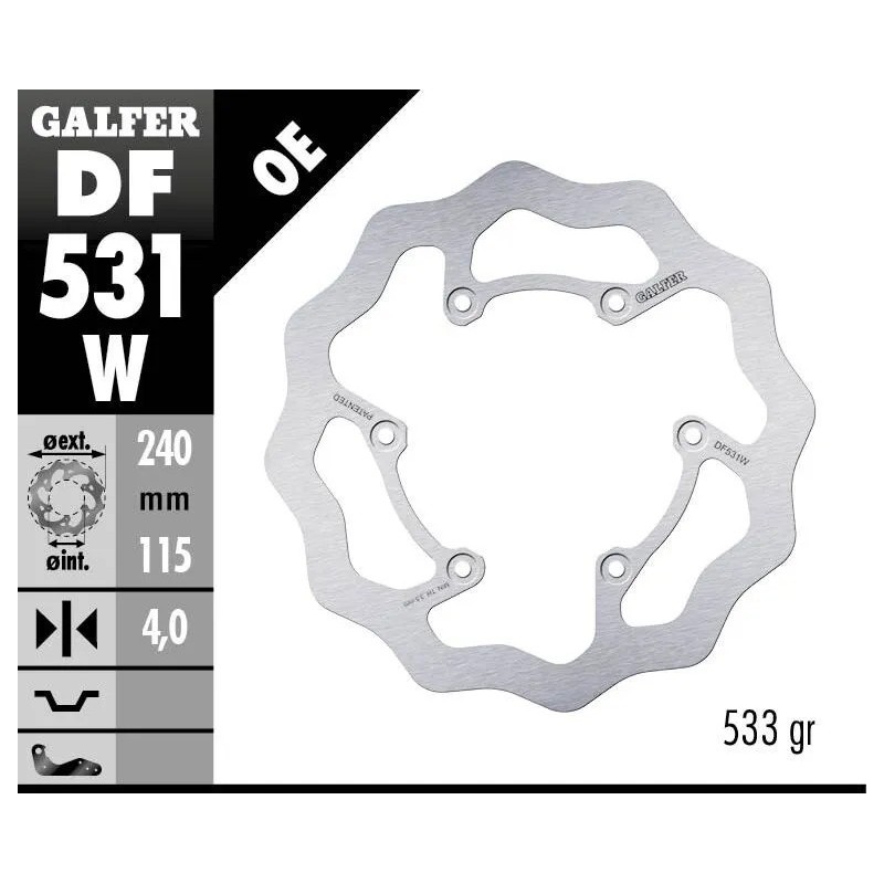 Rear brake disc wave Galfer 240mm | Yamaha