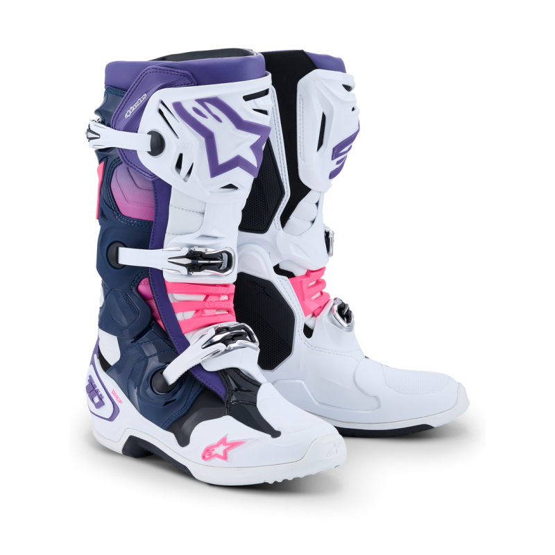 Stivali Alpinestars tech 10 White Violet Navy Blue Pink Fl