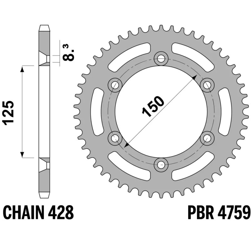 Rear sprocket PBR Vent 125 4 stroke 2018- Vent 50 2018-