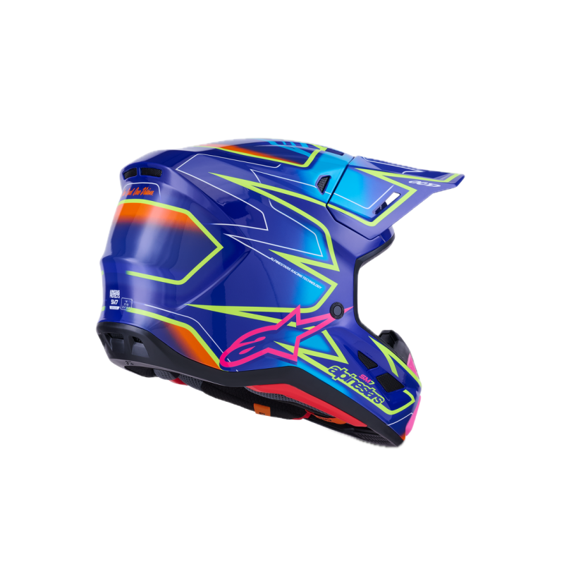 Helm Alpinestars SM7 Cast Blue Pink Yellow Fluo Glossy