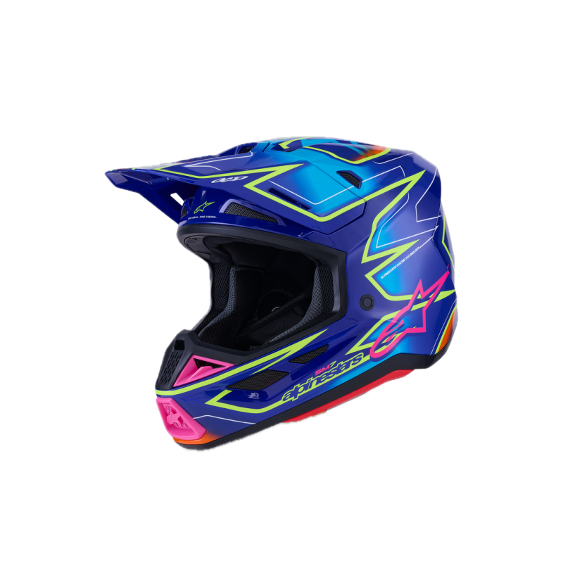 Helm Alpinestars SM7 Cast Blue Pink Yellow Fluo Glossy