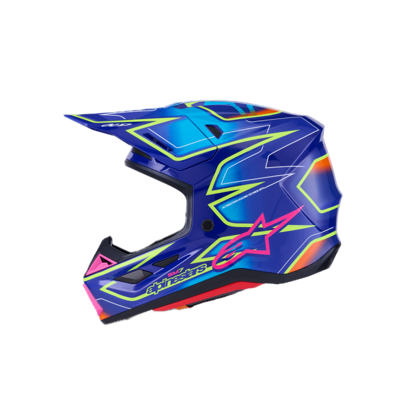 Helmet Alpinestars SM7 Cast Blue Pink Yellow Fluo Glossy