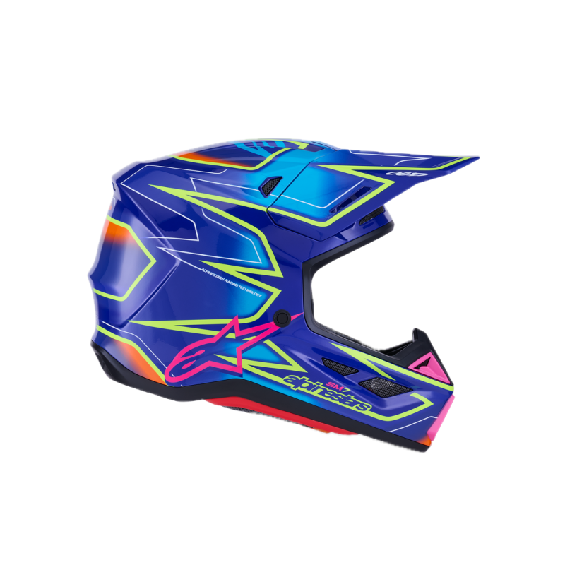 Helm Alpinestars SM7 Cast Blue Pink Yellow Fluo Glossy