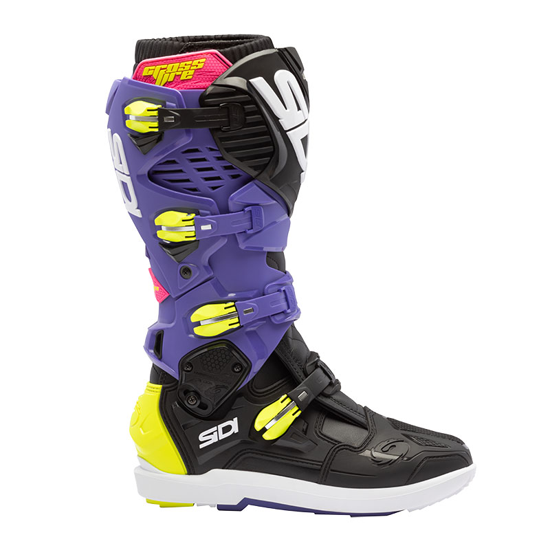 Bottes Cross Cross - Enduro Sidi Crossfire 3 SRS Violet Black Fluo Yellow Limited