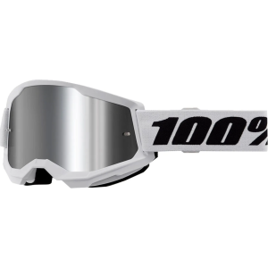 Goggle 100% Strata 2 Youth White with Silver mirrored lenses
