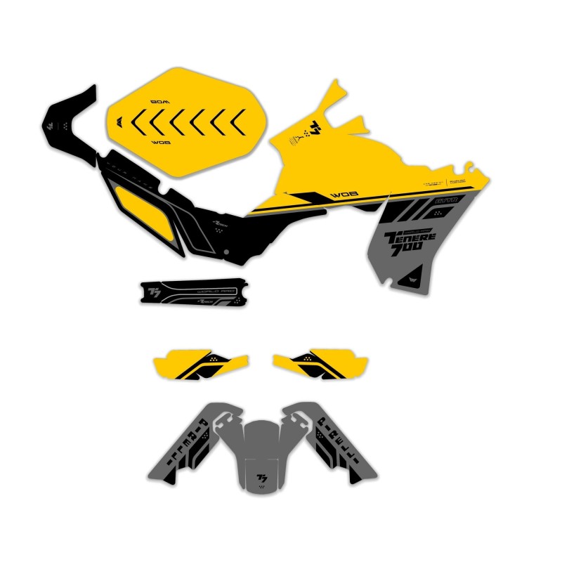 Dekorset “Racing Yellow” Yamaha Ténéré 700 - World Raid - Rtech restyling revolution T7