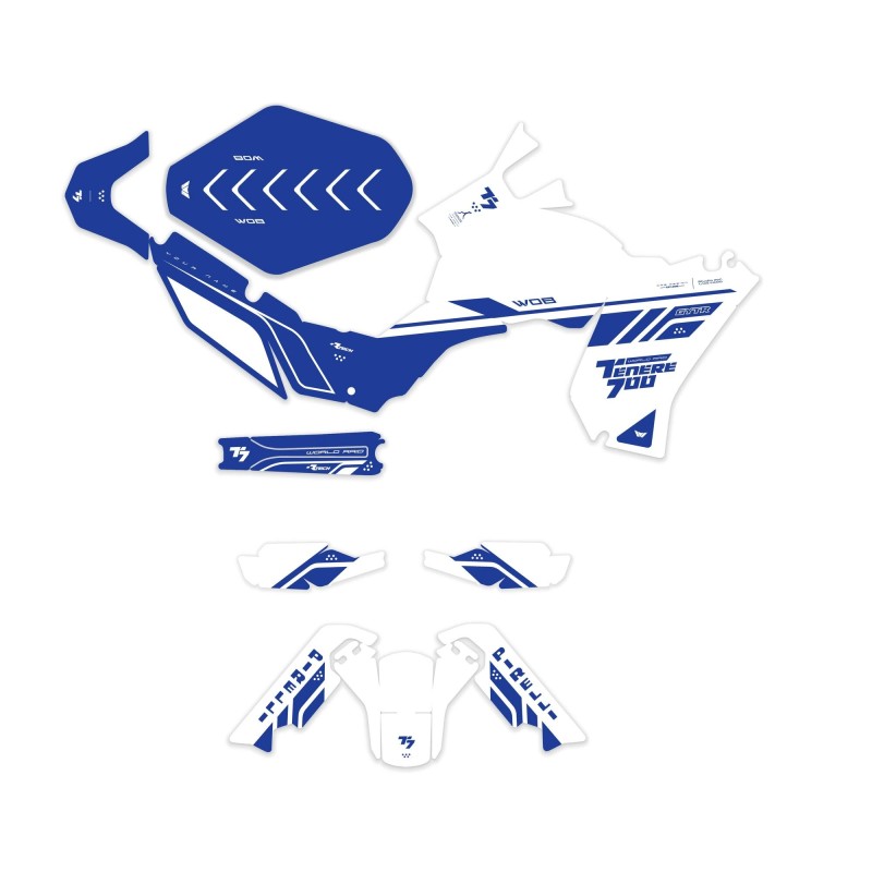 Dekorset “Racing White” Yamaha Ténéré 700 - World Raid - Rtech restyling revolution T7