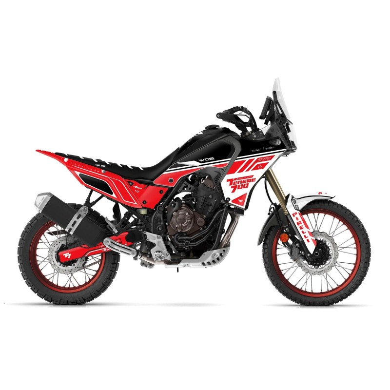 Dekorset “Racing Red” Yamaha Ténéré 700 - World Raid - Rtech restyling revolution T7