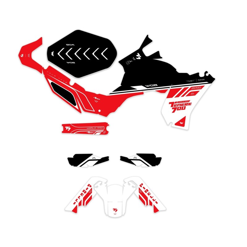 Kit grafiche “Racing Red” Yamaha Ténéré 700 - World Raid - Rtech restyling revolution T7