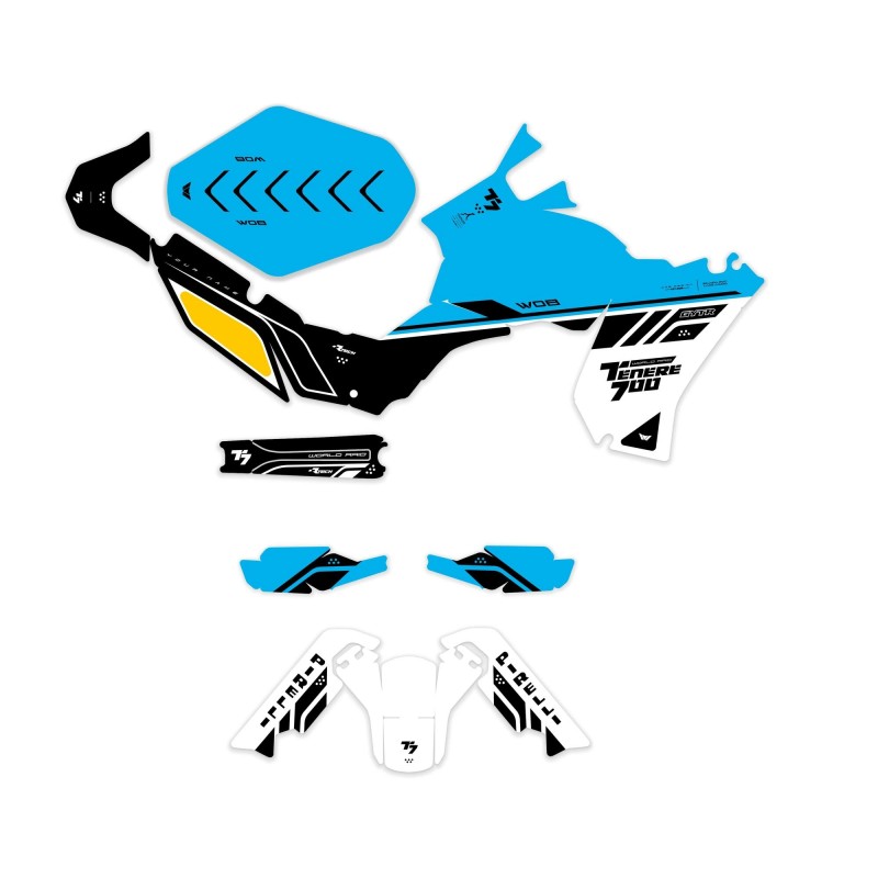 Kit Autocollants “Racing Cyan” Yamaha Ténéré 700 - World Raid - Rtech restyling revolution T7