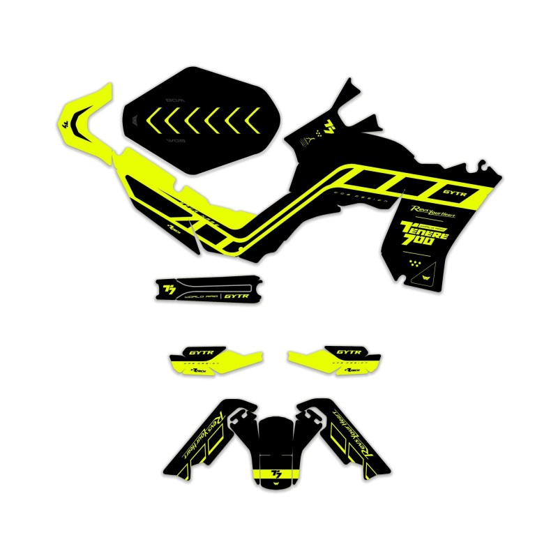 Kit Autocollants “Homeland Fluo” Yamaha Ténéré 700 - World Raid - Rtech restyling revolution T7