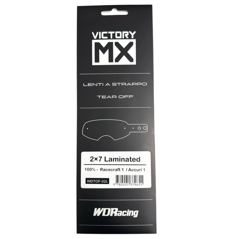 Jeu d’écrans jetables VictoryMX | laminées 2x7 | 100% Racecraft 1 / Accuri 1 - FMF