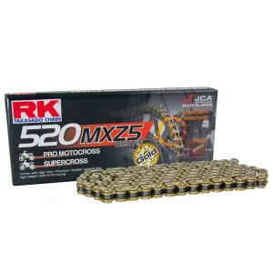 Chain RK GB520MXZ5 Cross Enduro Motard 116-118 Links Gold