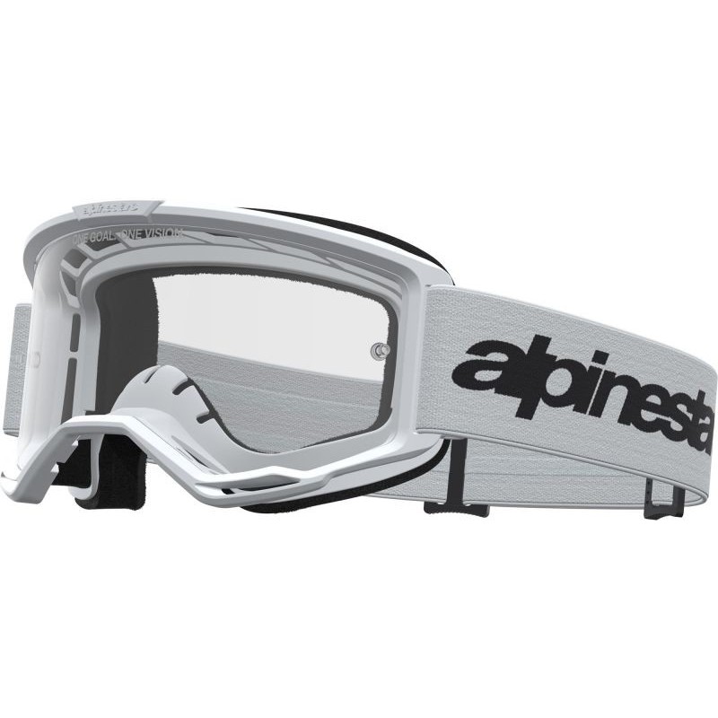 Masque Alpinestars Vision 3 Wordmark blanc | écran transparent