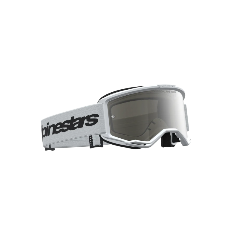 Masque Alpinestars Vision 3 Wordmark blanc | écran miroir argent